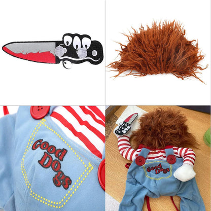 Striped Halloween Dog and Cat Harness Pants – Fun 3-Piece Set with Knife Accessory