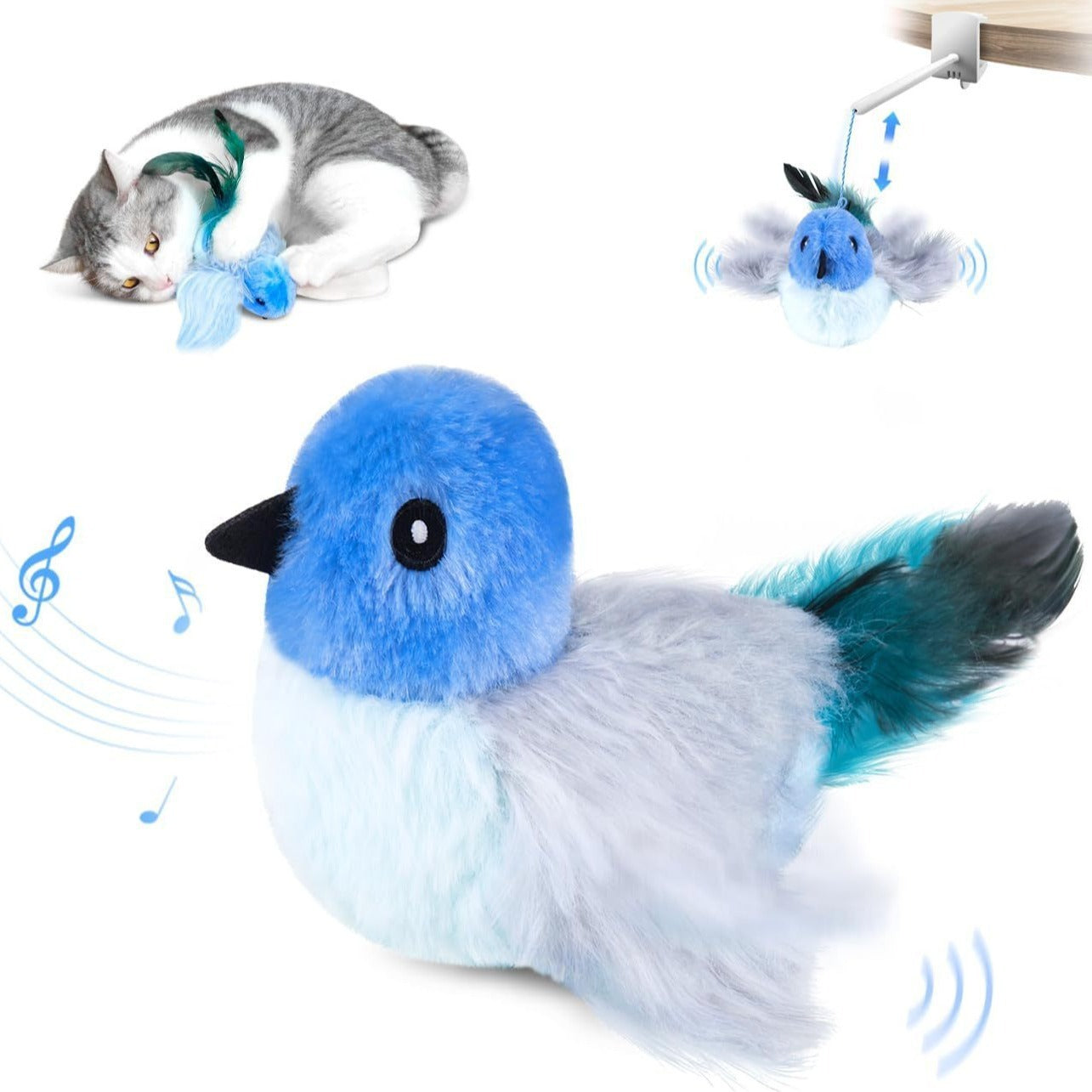 Interactive Cat Plush Toys For Indoor Cats Automatic Flapping Bird Cat Toy USB Rechargeable Electronic Pet Enrichment Toys