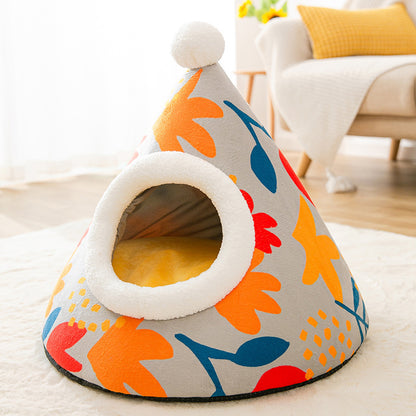 Triangle Yurt Cat Litter Enclosed Pet Nest for Cats