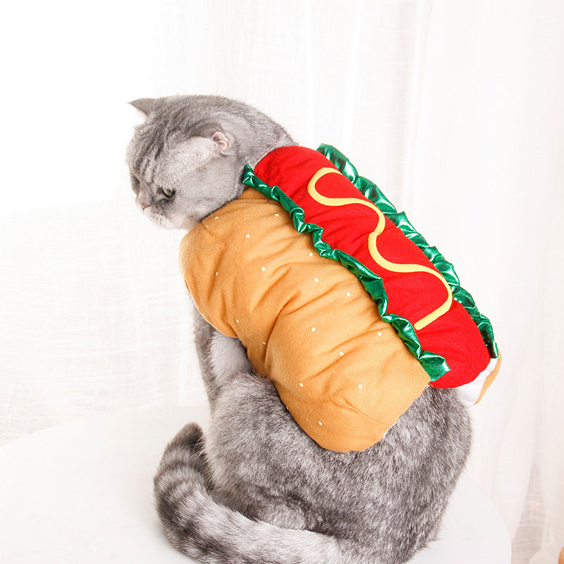 Pet Dog and Cat Costume, Cute Hot Dog Sandwich Costume, Funny Hot Dog Clothes, Cat Costume