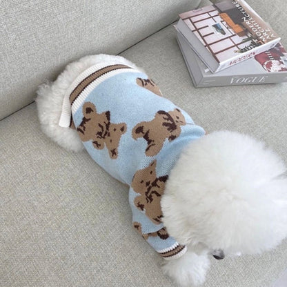 Preppy Style Dog Cat Sweater V-Neck Striped Vest for Winter