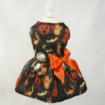Pumpkin Print Dress for Small Dogs and Cats for Halloween