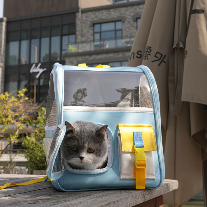 Go Out Portable Transparent Backpack Pet Travel Space Bag Breathable Leather Cat Supplies